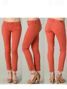 Paige Muted Orange Peg Skinny Jeans